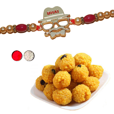 "Rakhi - ZR-5130 A-034 (Single Rakhi), 500gms of Laddu - Click here to View more details about this Product